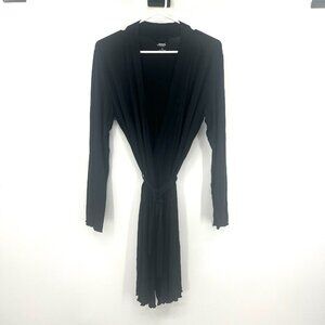 NWT Jenni Intimates Rayon Black Long Sleeve Lightweight Tie Robe Women Small